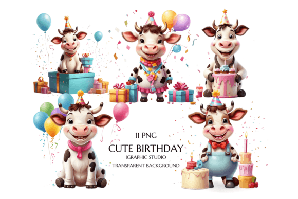 Adorable Birthday Cow Clipart for Your Creative Projects