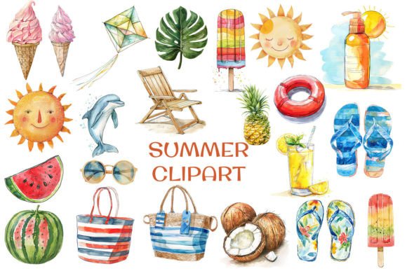 Bring Sunny Days to Your Designs with Watercolor Summer Clipart