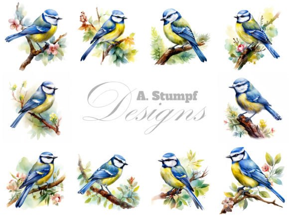 Bringing Nature to Life: The Blue Tit Bird Watercolor Clipart Set