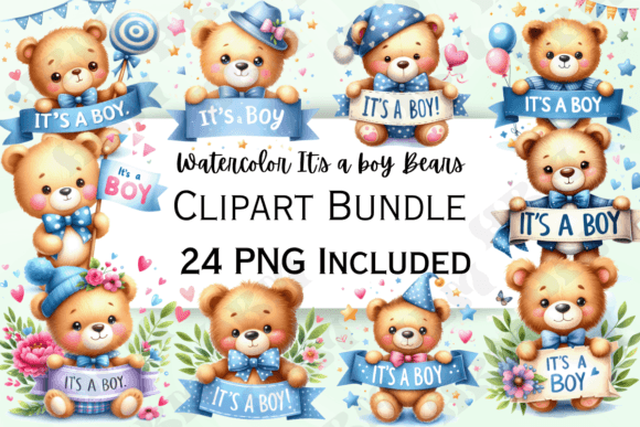 Celebrate New Arrivals with Watercolor Boy Bear Clipart