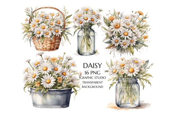 Daisy Bouquet Clipart: A Watercolor Asset for Modern Design