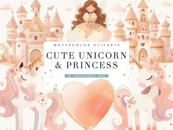 Designing with Whimsy: The Cute Unicorn and Princess Clipart Bundle