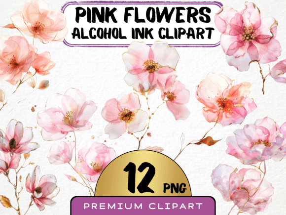 Elevate Your Projects with Abstract Pink Flowers Clipart