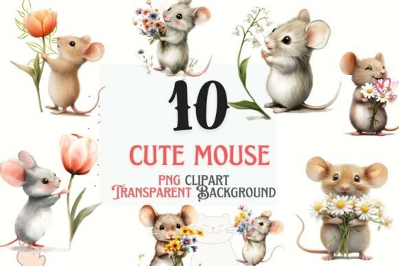 Enchanting Watercolor Mice Clipart for Your Projects