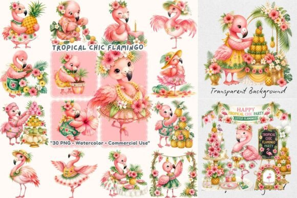 Flamingo Pink & Pineapple Gold: The Tropical Chic Watercolor Aesthetic