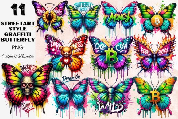 Graffiti Butterfly Streetart Style Set: Unleash Urban Creativity