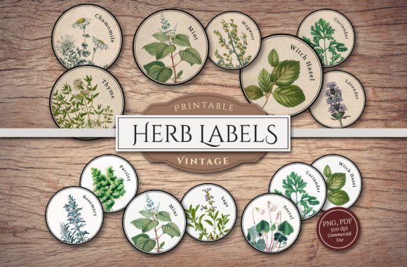 Herb Labels: Vintage Illustrations for Modern Apothecary and Craft Projects