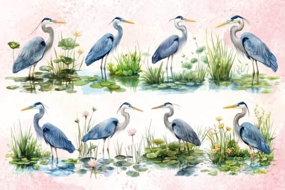 Heron at Water Clipart Bundle: A Designer's Guide to Nature-Inspired Graphics