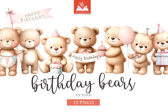 Sweet Watercolor Bears for Birthday Designs