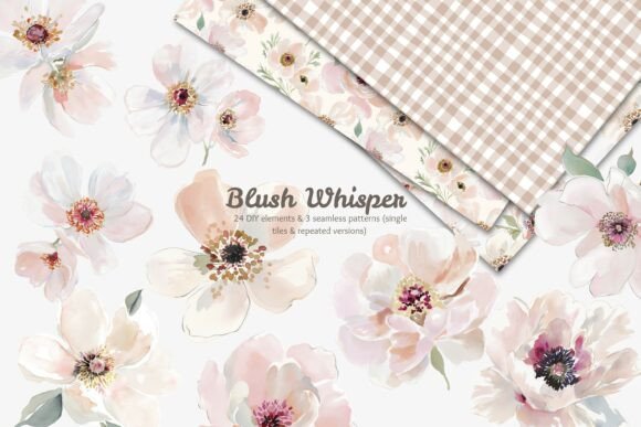 The Soft Elegance of Blush Floral Clipart & Patterns