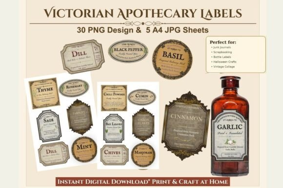Victorian Apothecary Spice Labels: Timeless Design for Modern Projects