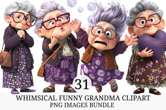 Whimsical Funny Grandma Clipart: Cozy Holiday Design Magic