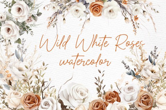 White Roses Clipart Watercolor Roses PNG for Designers