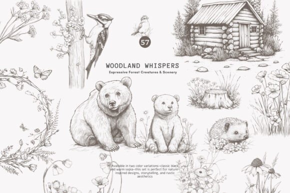 Woodland Clipart Forest Animals Set: Vintage Graphics for Modern Design